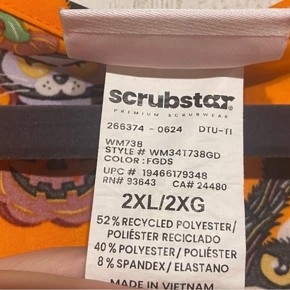 ScrubStar Orange And Black Halloween Monster Scrub Top 2X - Picture 7 of 8